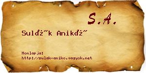 Sulák Anikó névjegykártya
